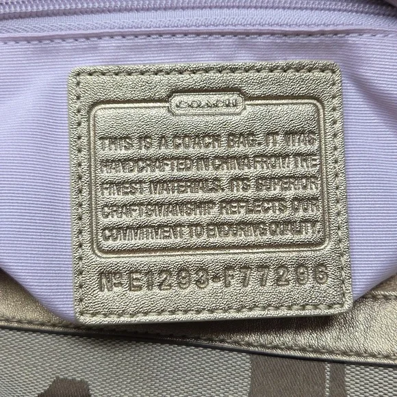 CoachKyra Signature Logo Travel Satchel Duffel Duffle Bag Tan Khaki